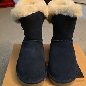 Style & Co. Navy Suede Boots with Faux Fur